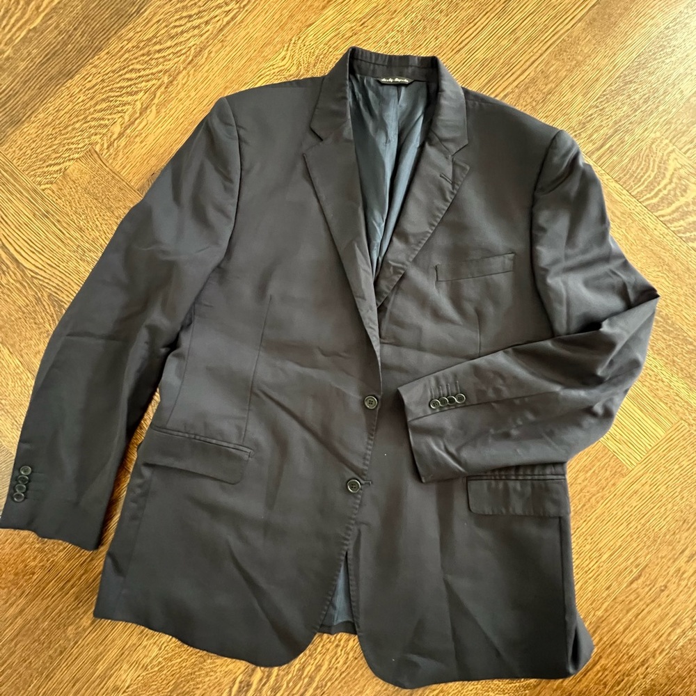 Ermenegildo Zegna Saks Fifth Avenue suit Single Breasted flat front wool 48 L